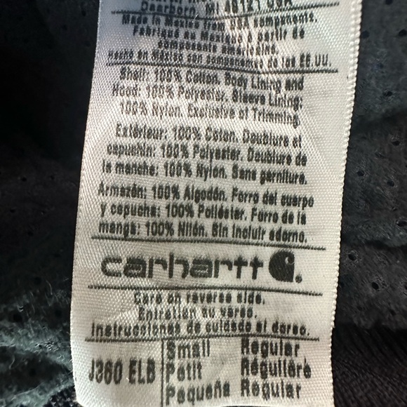 Rare Vintage Carhartt Canvas Hooded Jacket In Blue J360 ELB Size Small - Picture 4 of 10